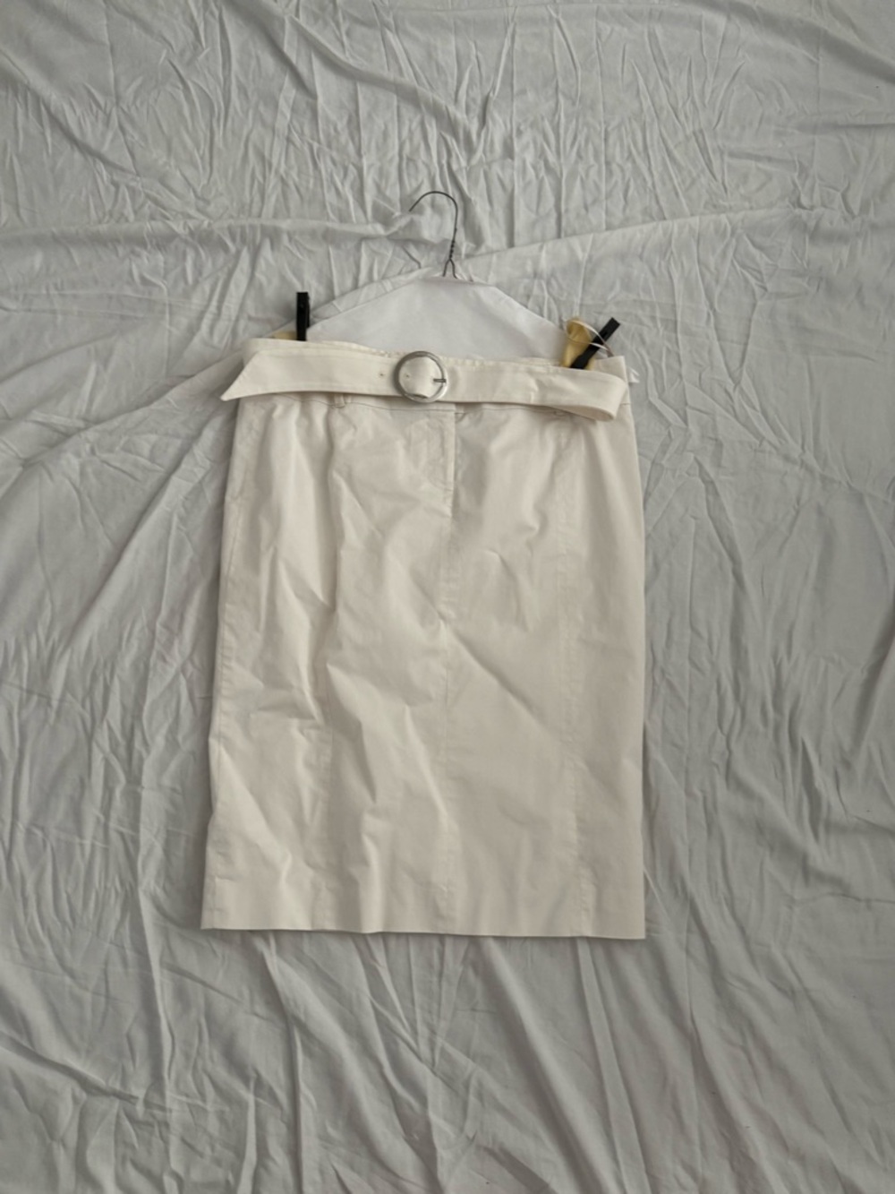 Karen Millen Ivory Belted Pencil Skirt Size 8